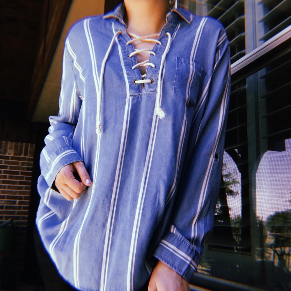 SOFT Casual Denim striped Blouse